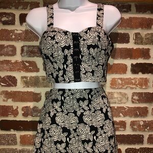 Black & white floral two-piece matching set